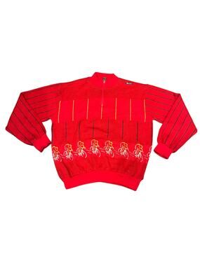 Vintage Santini Red Sweater Pullover Wool Blend Italian Knit Size 7 Classic Cozy